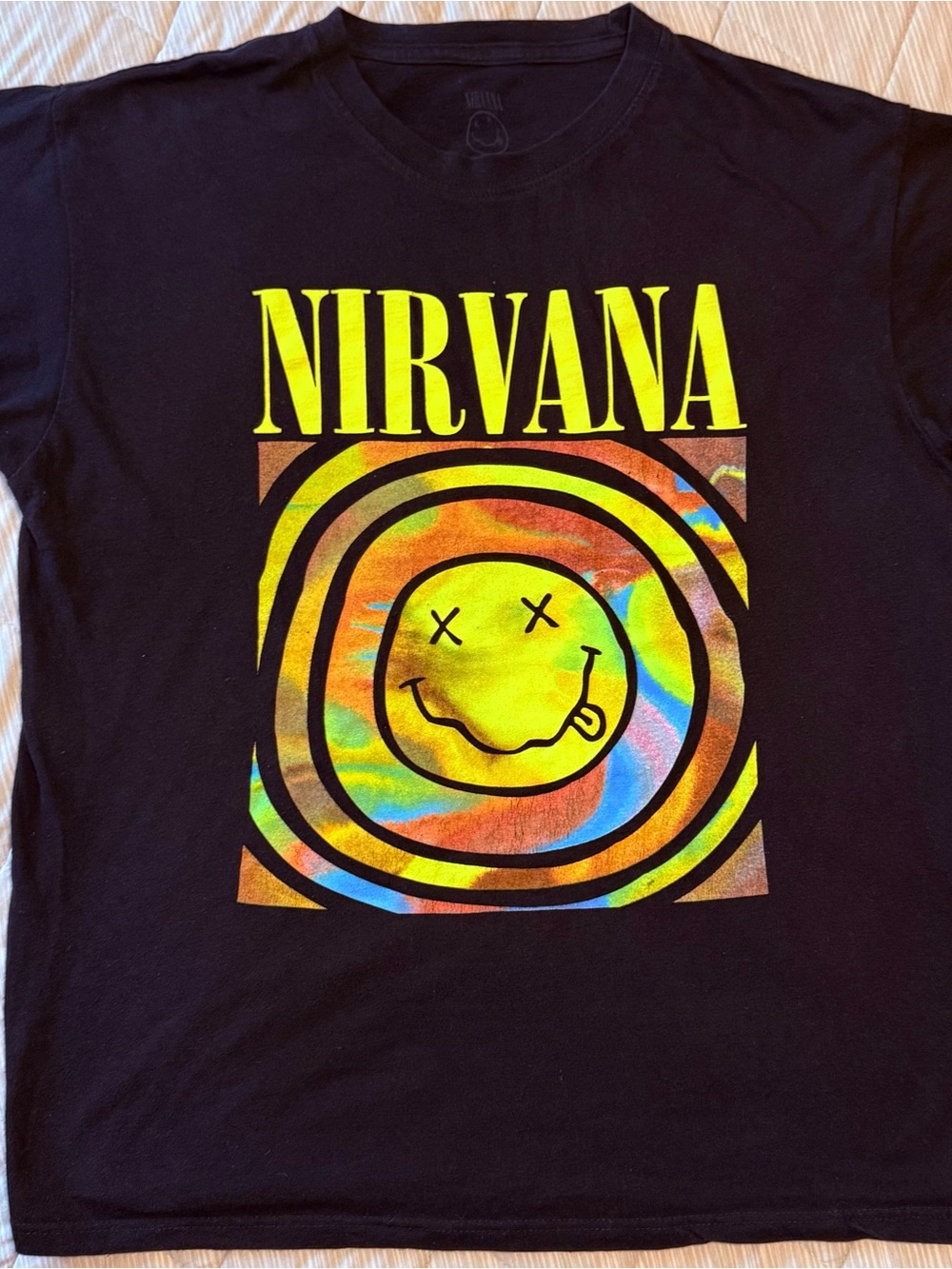 NIRVANA Black Tee with Pale Yellow Print